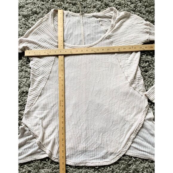 Free People Ventura Creamy Waffle Weave Thermal BOHO TUNIC SHIRT TOP sz M - Picture 8 of 8